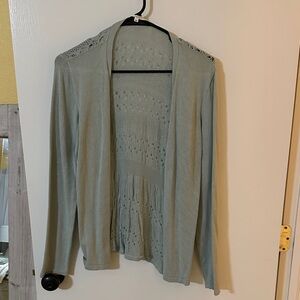 Maurices Light Green Open-Front Cardigan